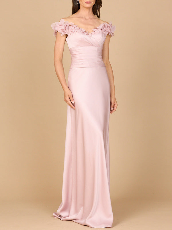 Lara Dresses 28917 Long 3D Floral Applique A Line Formal Dress