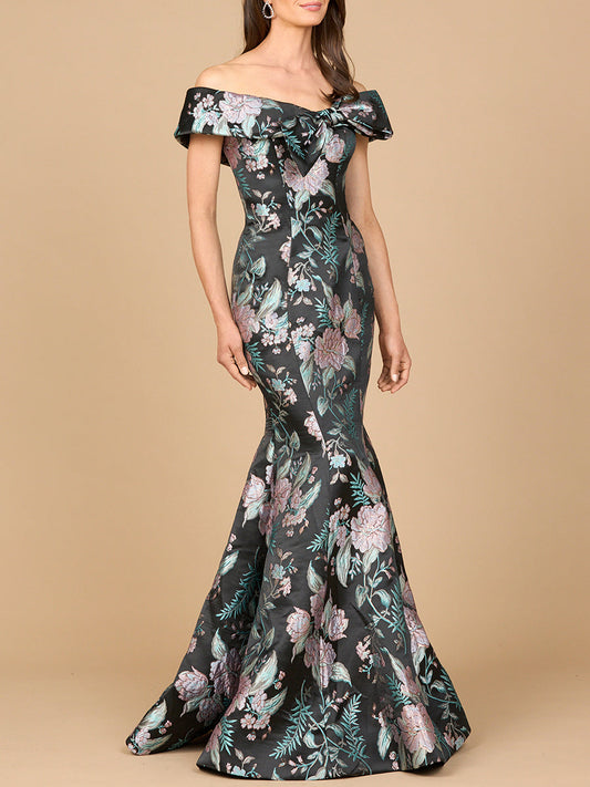 Formal Dresses Fitted Long Mermaid Evening Formal Dress Black/Multi