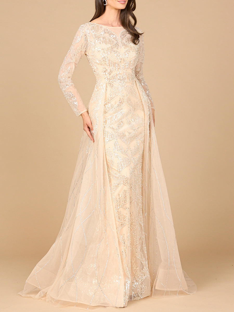Lara Dresses 28933 Long Lace Formal Overskirt Evening Dress