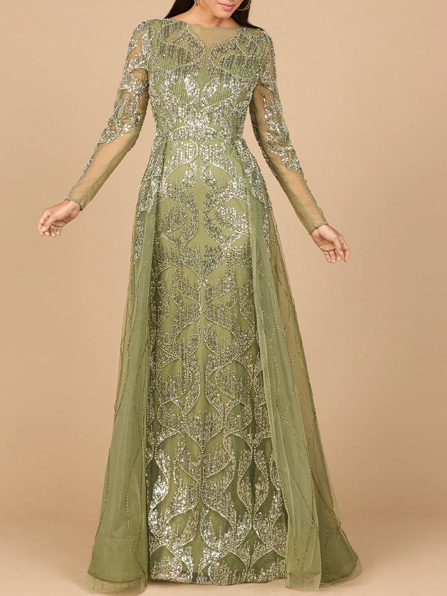 Lara Dresses 28933 Long Lace Formal Overskirt Evening Dress - Olive / 14 Lara Dresses 28933 Long Lace Formal Overskirt Evening Dress - Olive / 14