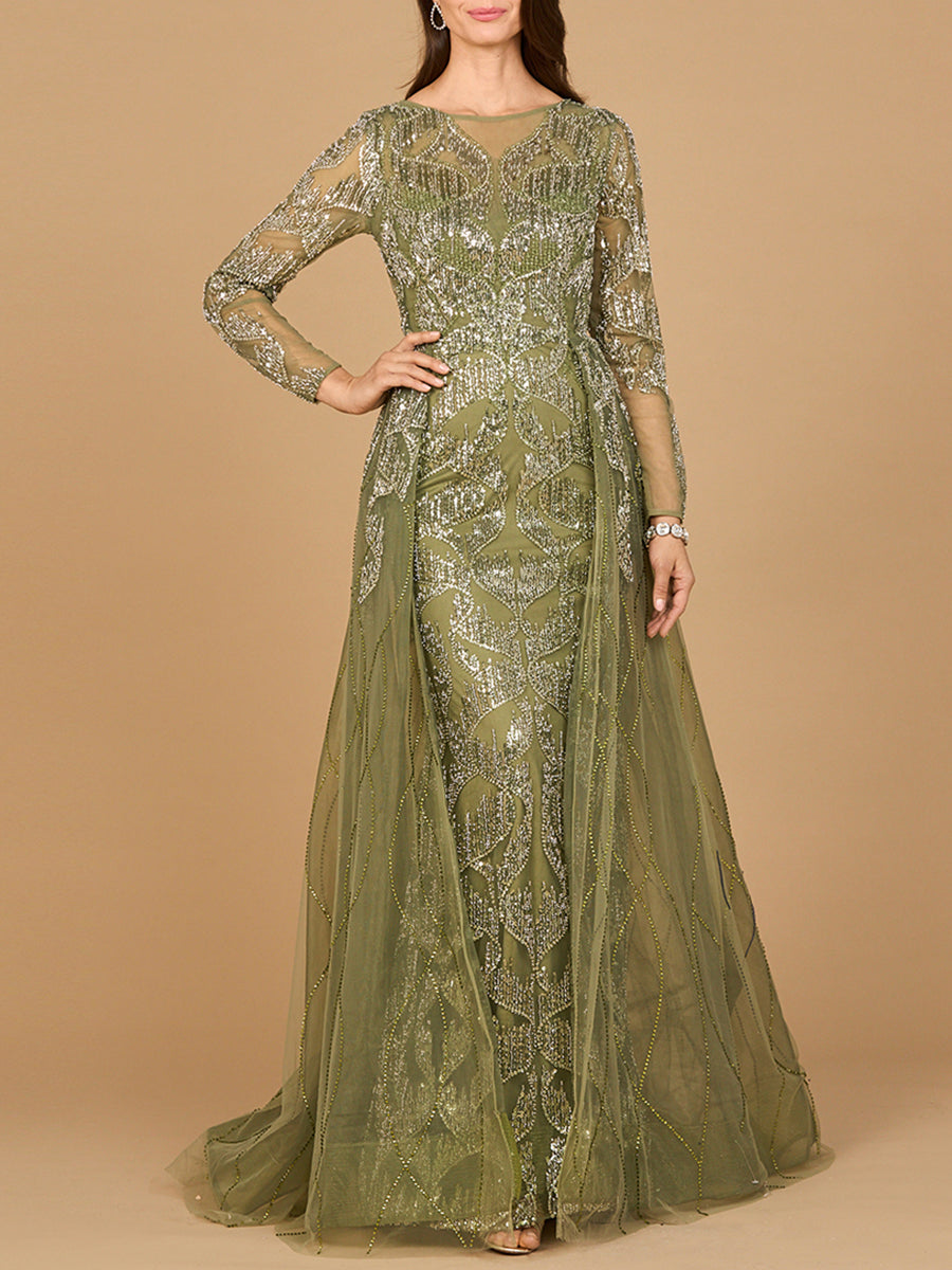 Lara Dresses 28933 Long Lace Formal Overskirt Evening Dress