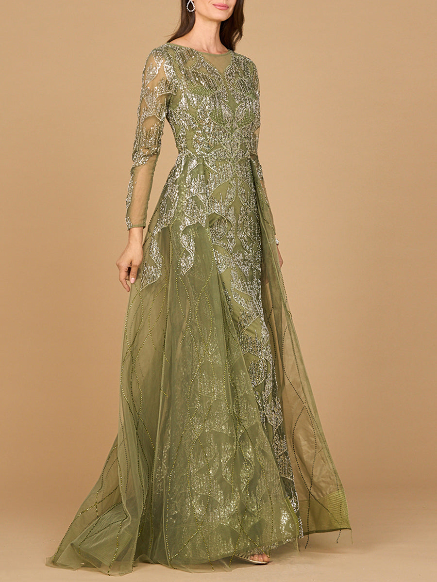 Lara Dresses 28933 Long Lace Formal Overskirt Evening Dress