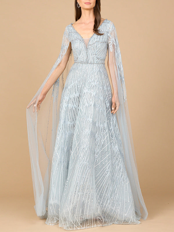 Lara Dresses 28937 Long A Line Formal Beaded Lace Evening Dress