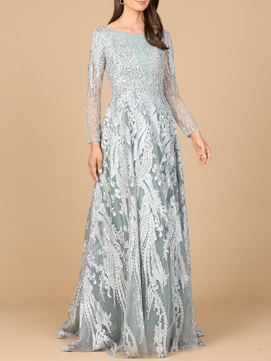 Lara Dresses 28939 Long Modest Beaded Lace Formal Mother of the Bride Dress