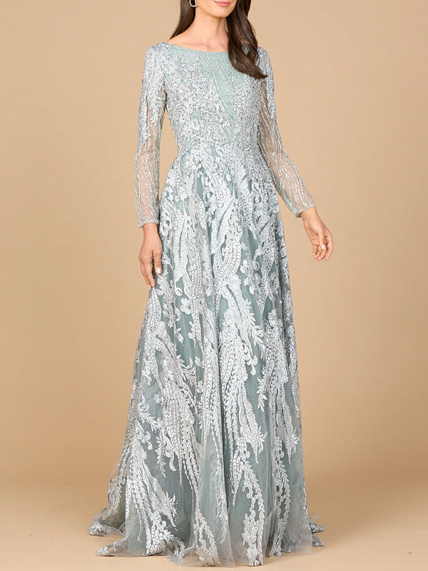 Lara Dresses 28939 Long Modest Beaded Lace Formal Mother of the Bride Dress