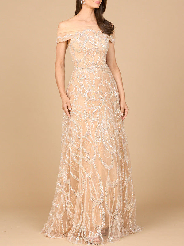Lara Dresses 28941 Long Lace Formal A Line Evening Dress