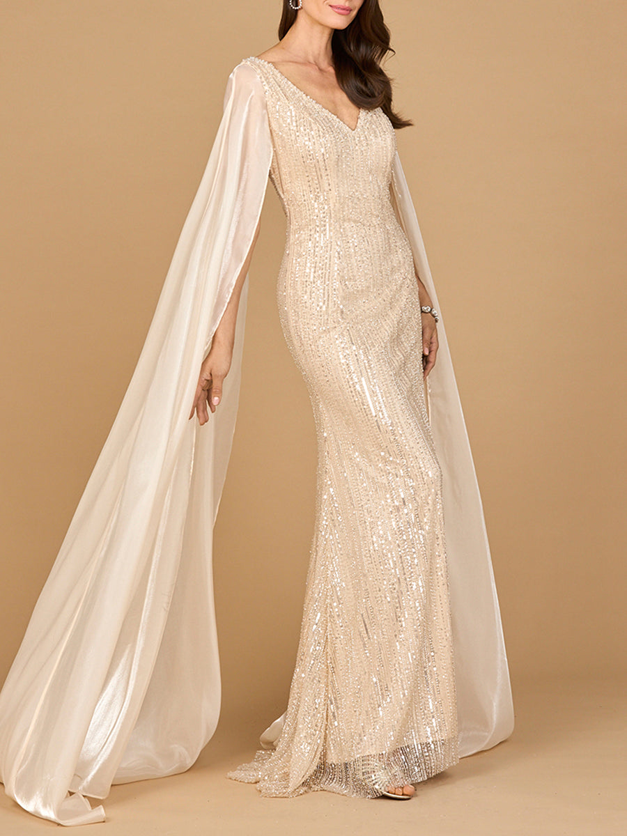 Formal Dresses Long Beaded Pattern Formal Evening Dress Champagne