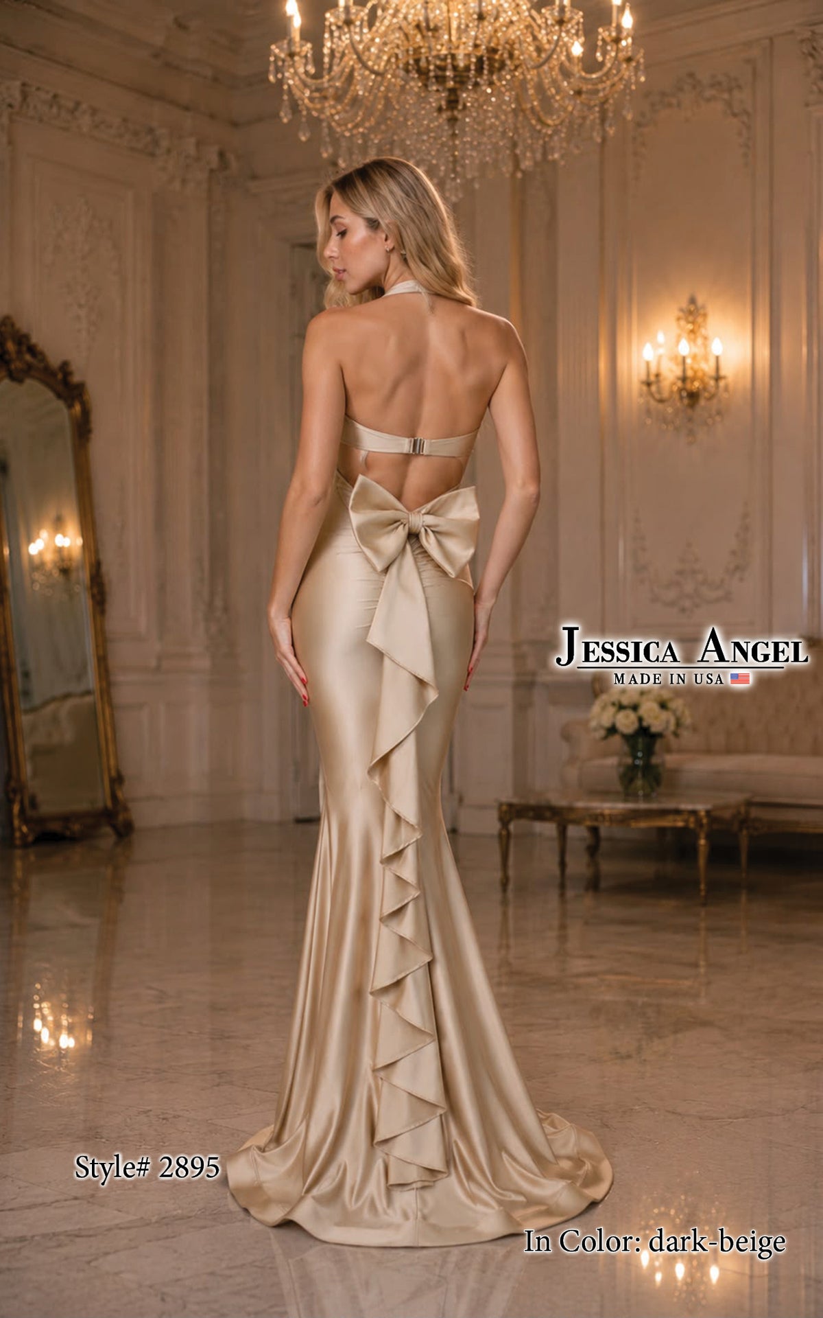 Halter Floor-Length Satin Formal Mermaid Jessica Angel 2895