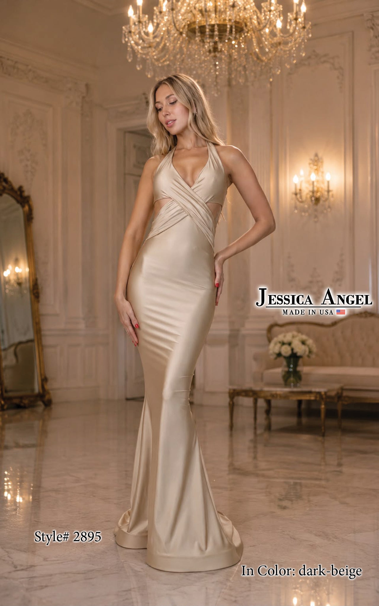 Halter Floor-Length Satin Formal Mermaid Jessica Angel 2895