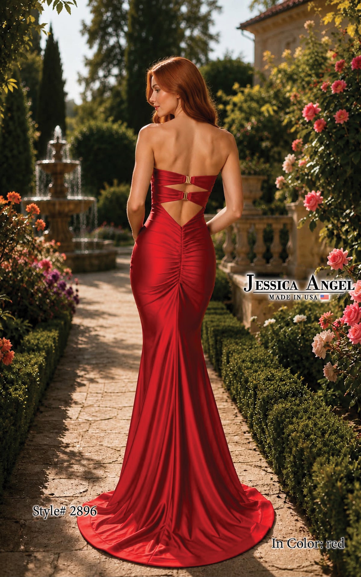 Strapless Curved Neck Floor-Length Satin Formal Mermaid Jessica Angel 2896