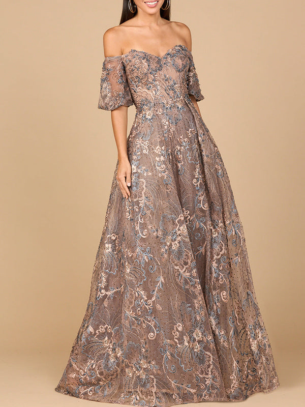 Lara Dresses 28960 Long Beaded Ball Gown Overskirt Formal Dress