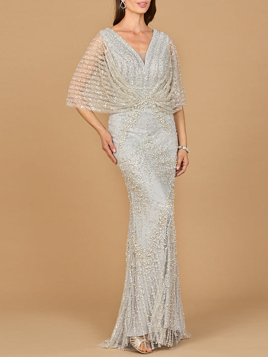 Mother of the Bride Dresses Beaded Lace Mother of the Bride Long Formal Dress Grey