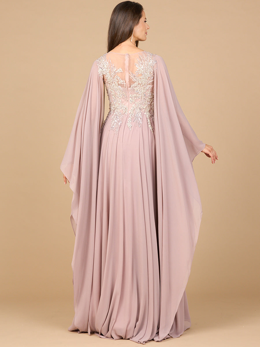 Mother of the Bride Dresses Mother of the Bride Long Formal Cape Dress Dusty Rose