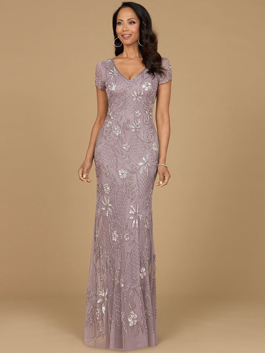 Lara Dresses 28972 Long Formal Floral Beaded Evening Dress