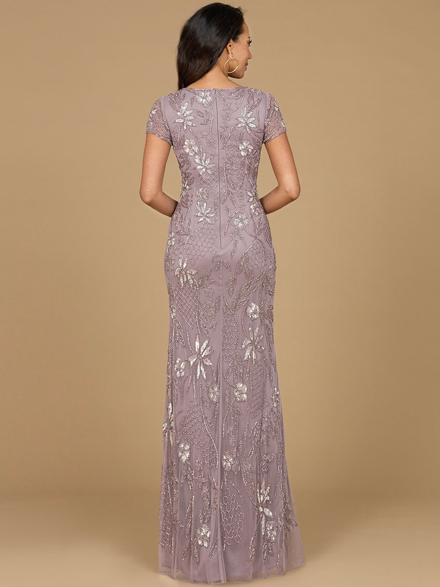 Lara Dresses 28972 Long Formal Floral Beaded Evening Dress