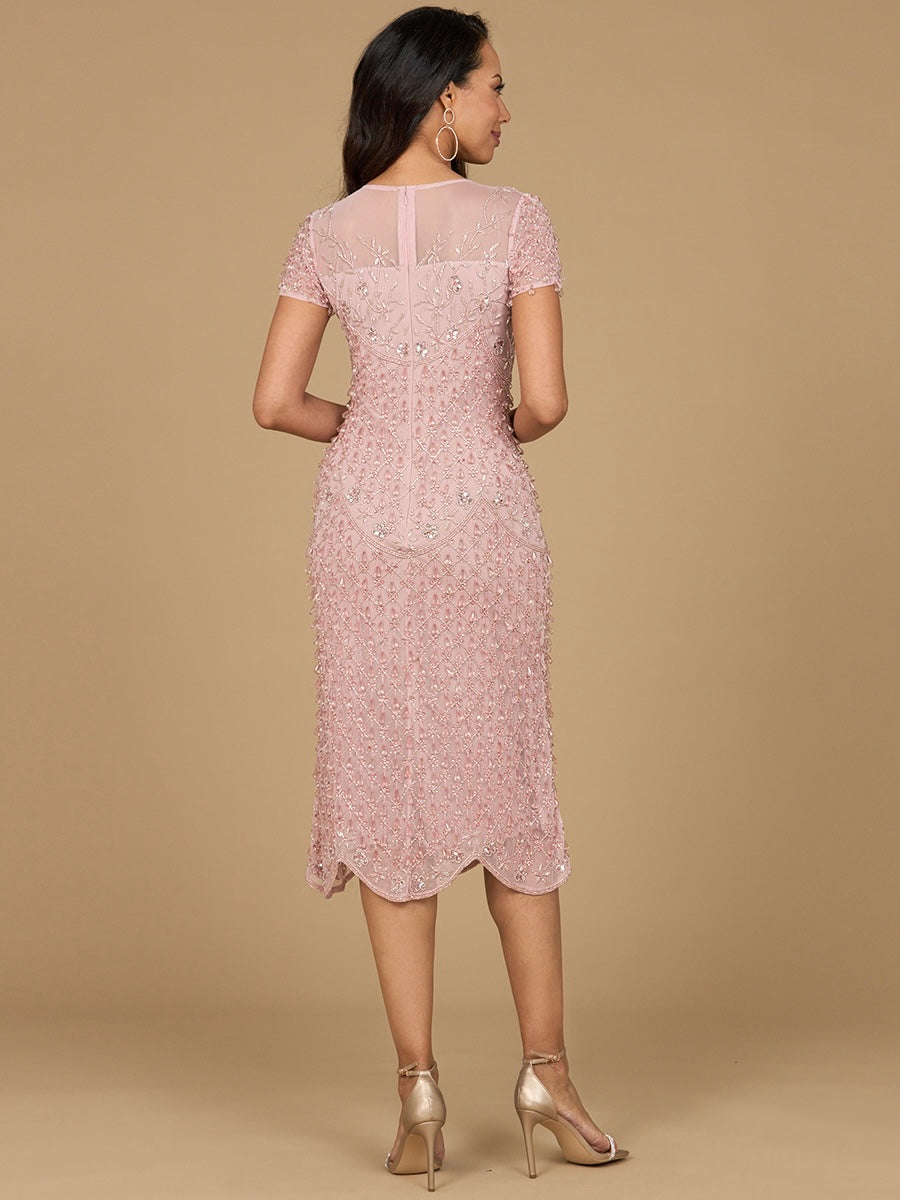 Lara Dresses 28974 Short Beaded Midi Cocktail Dress