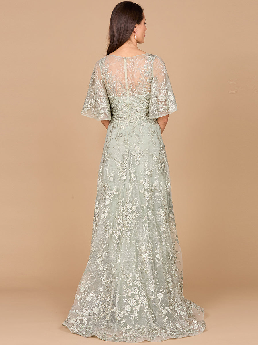 Lara Dresses 28992 A Line Lace Long Formal Cape Sleeve Evening Dress