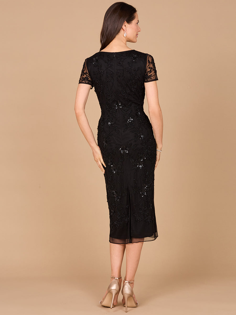 Lara Dresses 28995 Beaded Short Cocktail Midi Dress