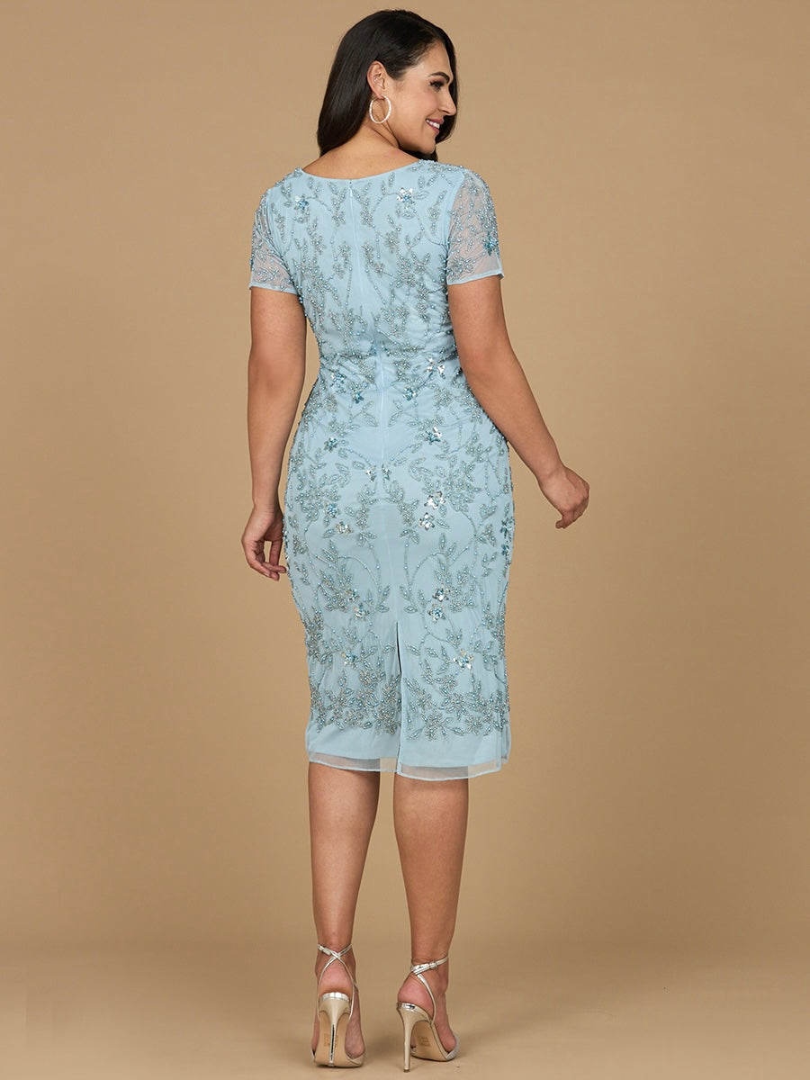 Lara Dresses 28995 Beaded Short Cocktail Midi Dress