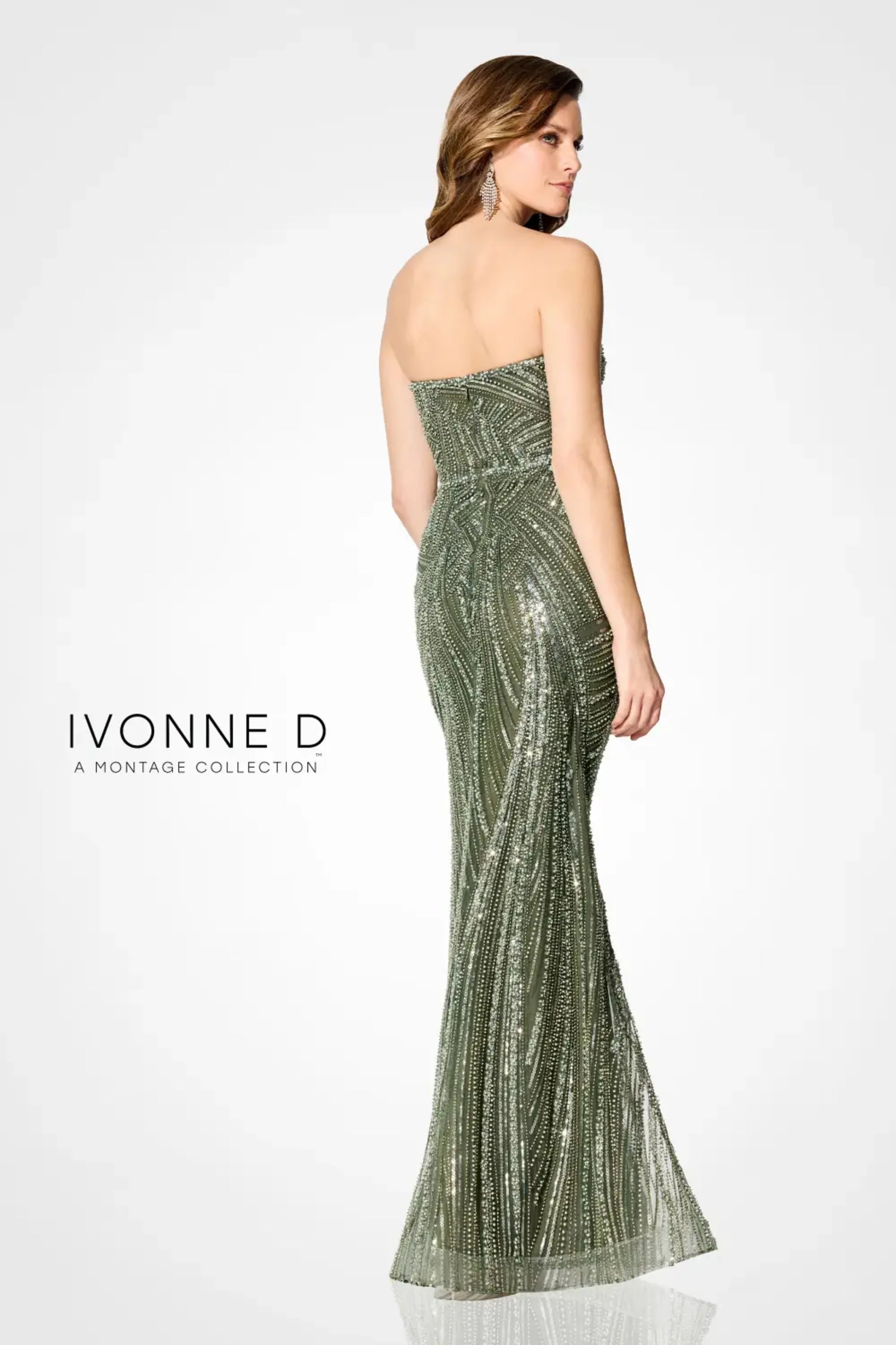 Ivonne D ID305 Beaded Formal Long Sequin Evening Gown