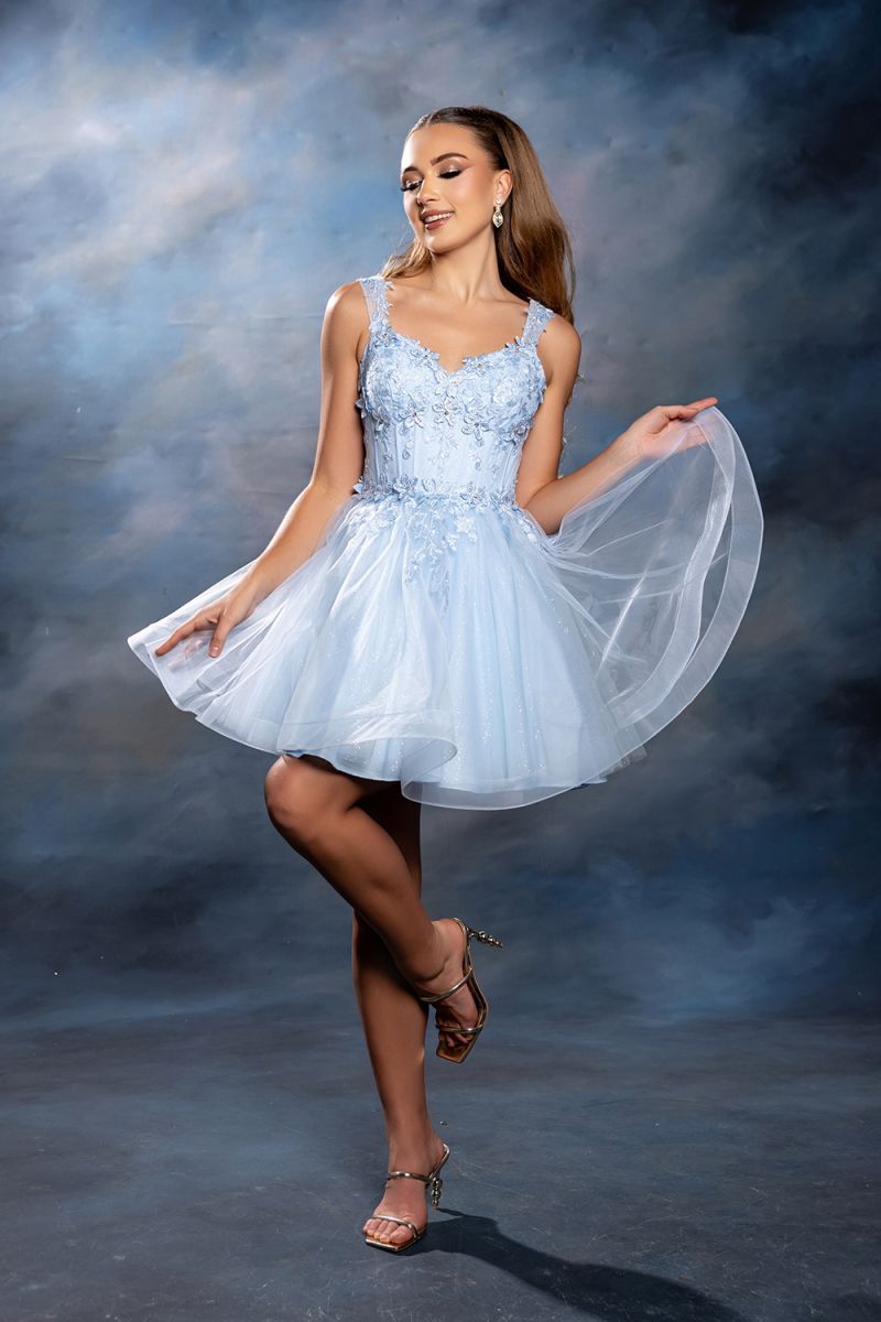 mini blue tulle dress Sweetheart Mini Short Tulle Cocktail A-Line May Queen MQ2225