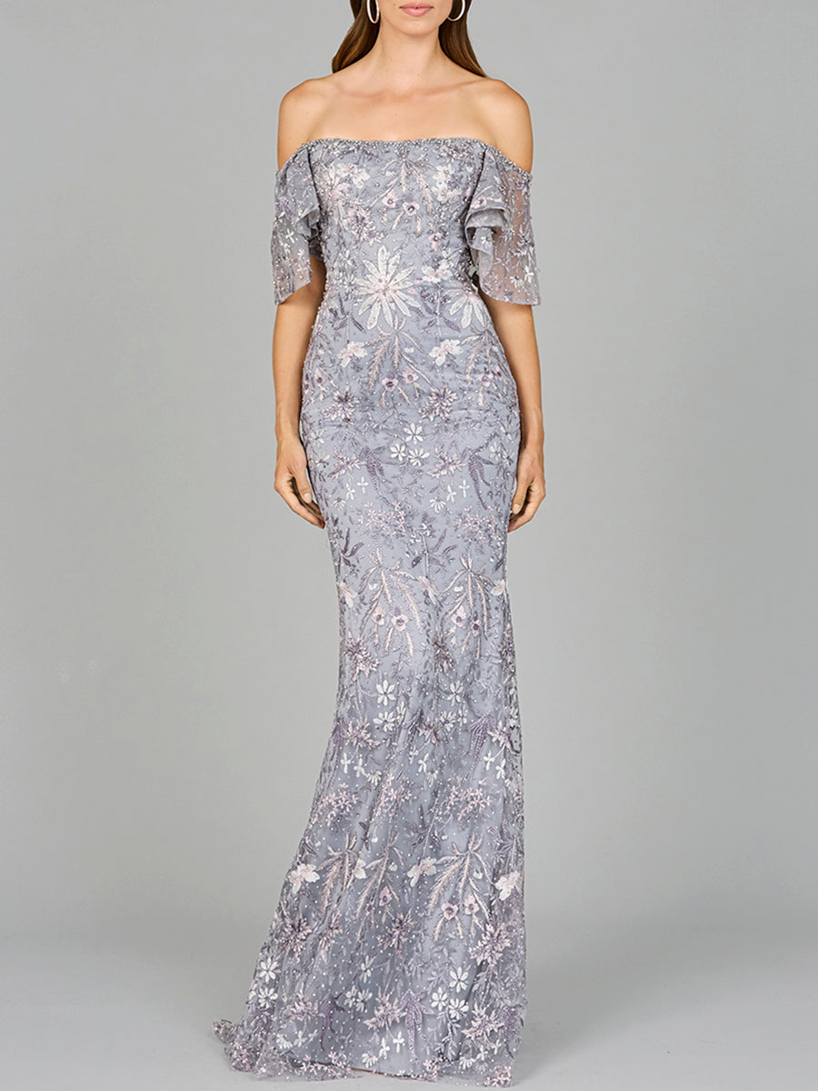 Lara Dresses 29001 Beaded Floral Long Mermaid Formal Prom Dress
