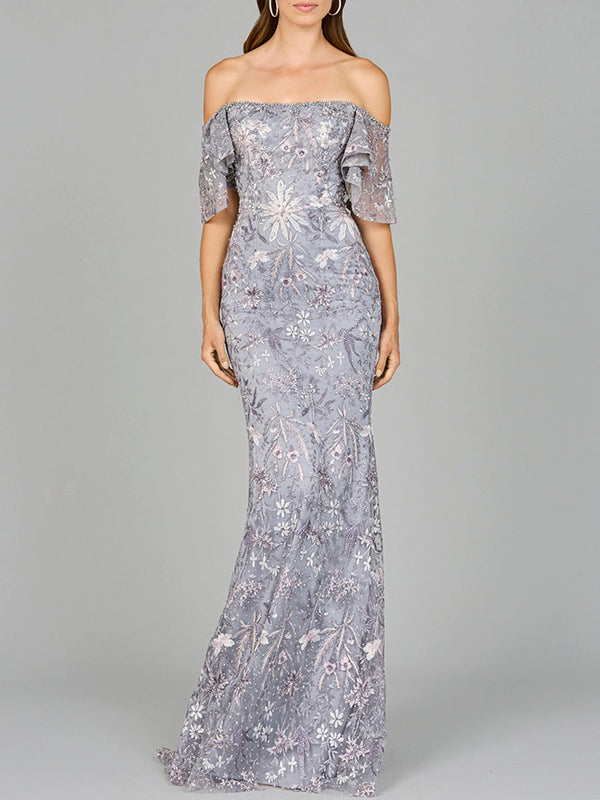 Lara Dresses 29001 Beaded Floral Long Mermaid Formal Prom Dress