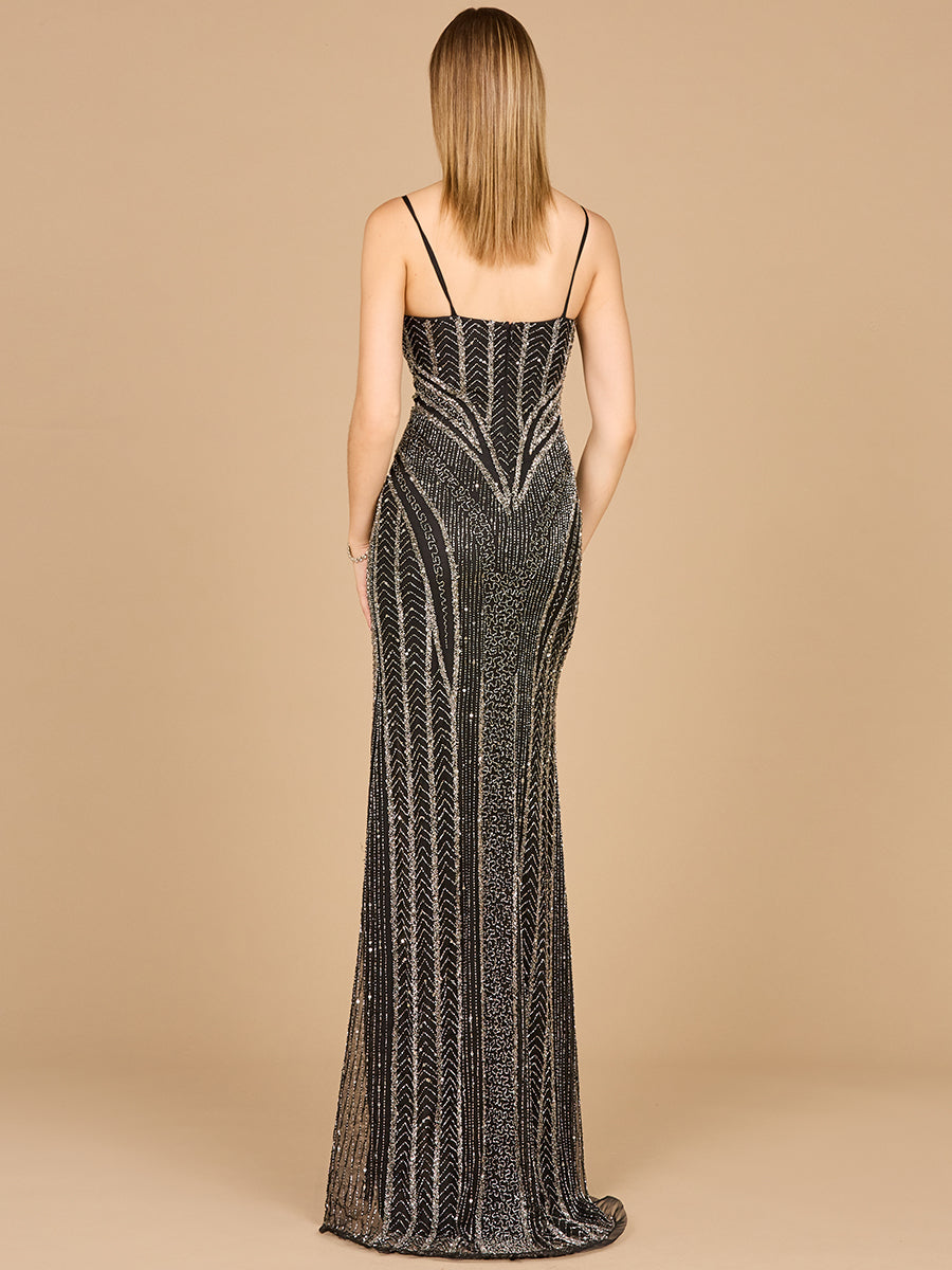Prom DressesLong Formal Beaded Slit Prom Dress Black