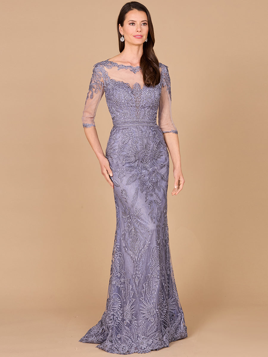 Lara Dresses 29020 Long Formal Detachable Sleeve Evening Dress