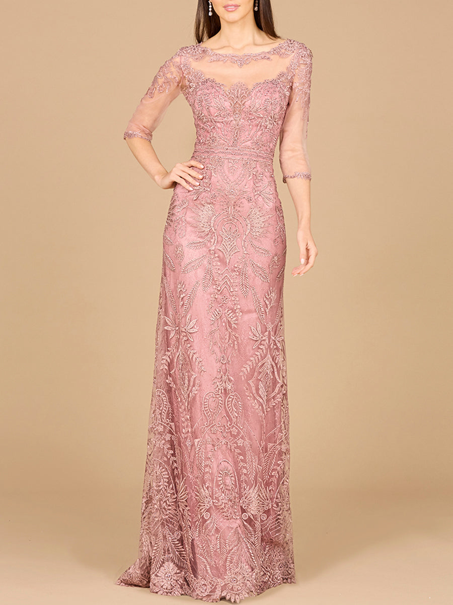 Lara Dresses 29020 Long Formal Detachable Sleeve Evening Dress