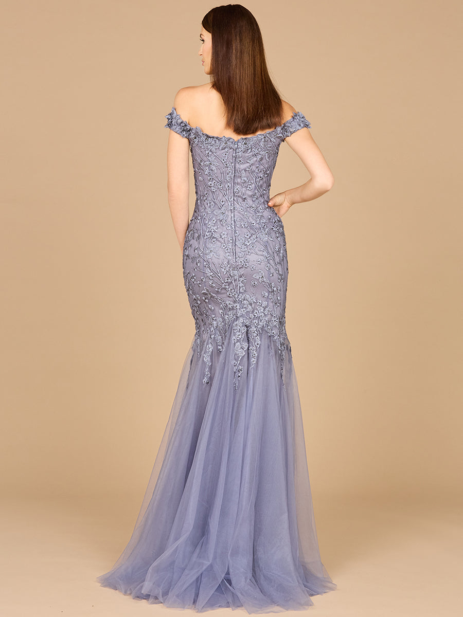 Lara Dresses 29021 Prom Long Mermaid Floral Applique Formal Dress