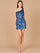 Homecoming Dresses Fitted Short sequin Beaded Mini Cocktail Dress Blue