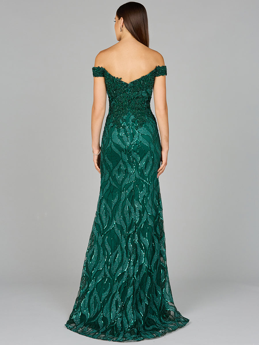 Lara Dresses 29045 Long Mermaid Formal Lace Applique Prom Dress