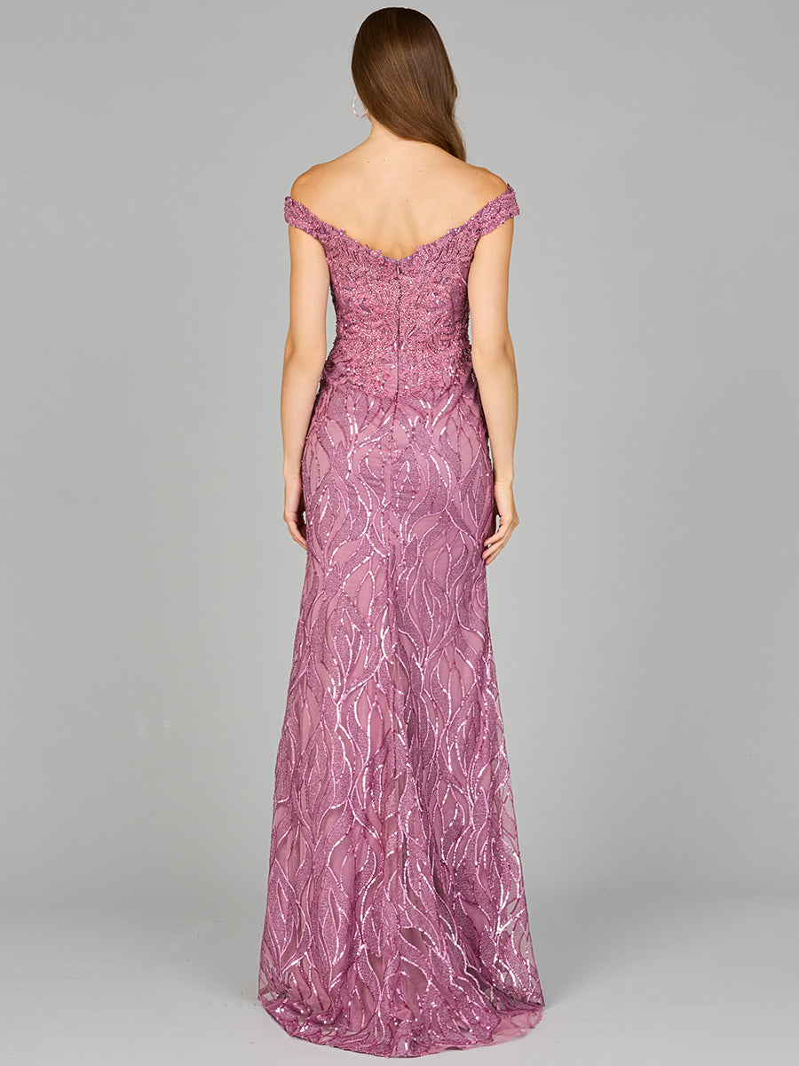 Lara Dresses 29045 Long Mermaid Formal Lace Applique Prom Dress