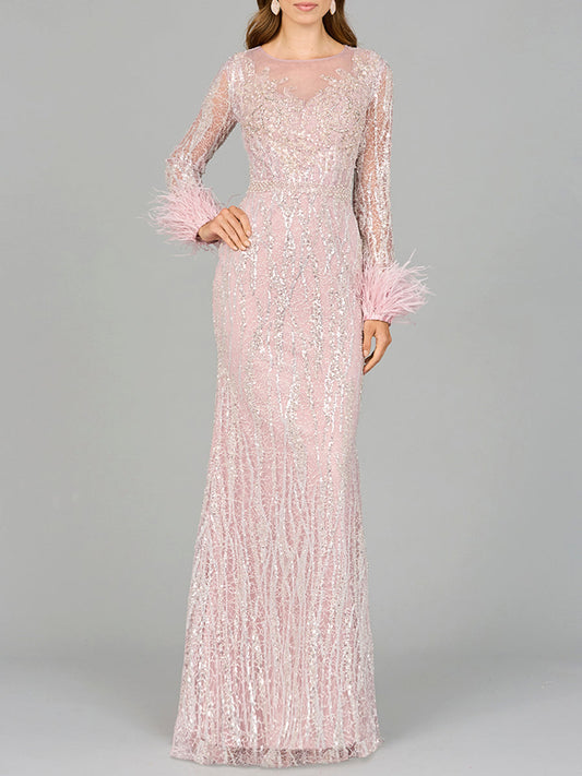 Mother of the Bride Dresses Long A Line Mother of the Bride Feather Dress Purple Mist