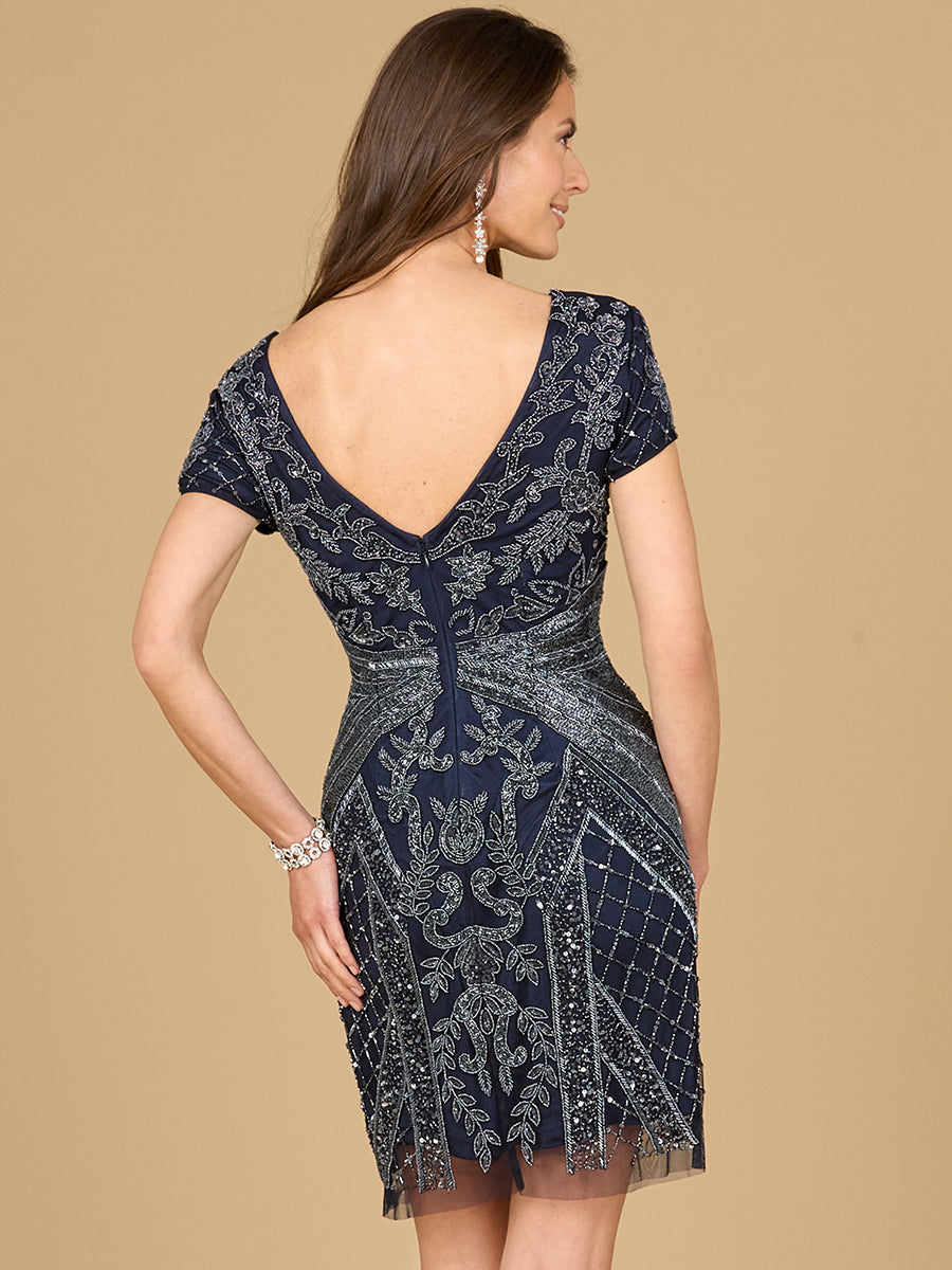 Lara Dresses 29055 Beaded Floral Short Cocktail Dress