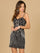 Cocktail Dresses Short Beaded Fringe Cocktail Mini Dress Black/Silver