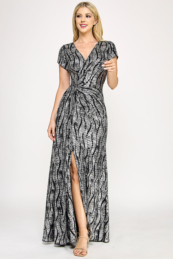 Silver Bridesmaid Dresses-Inexpensive Lenovia 5213 Slit Long Red Carpet main image 1