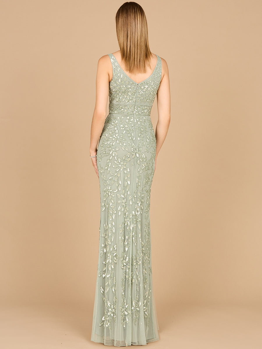 Formal Dresses Long Formal Beaded Floral Evening Dress Dusty Mint