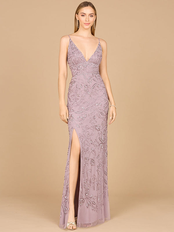 Lara Dresses 29081 Long Formal Beaded Slit Prom Dress