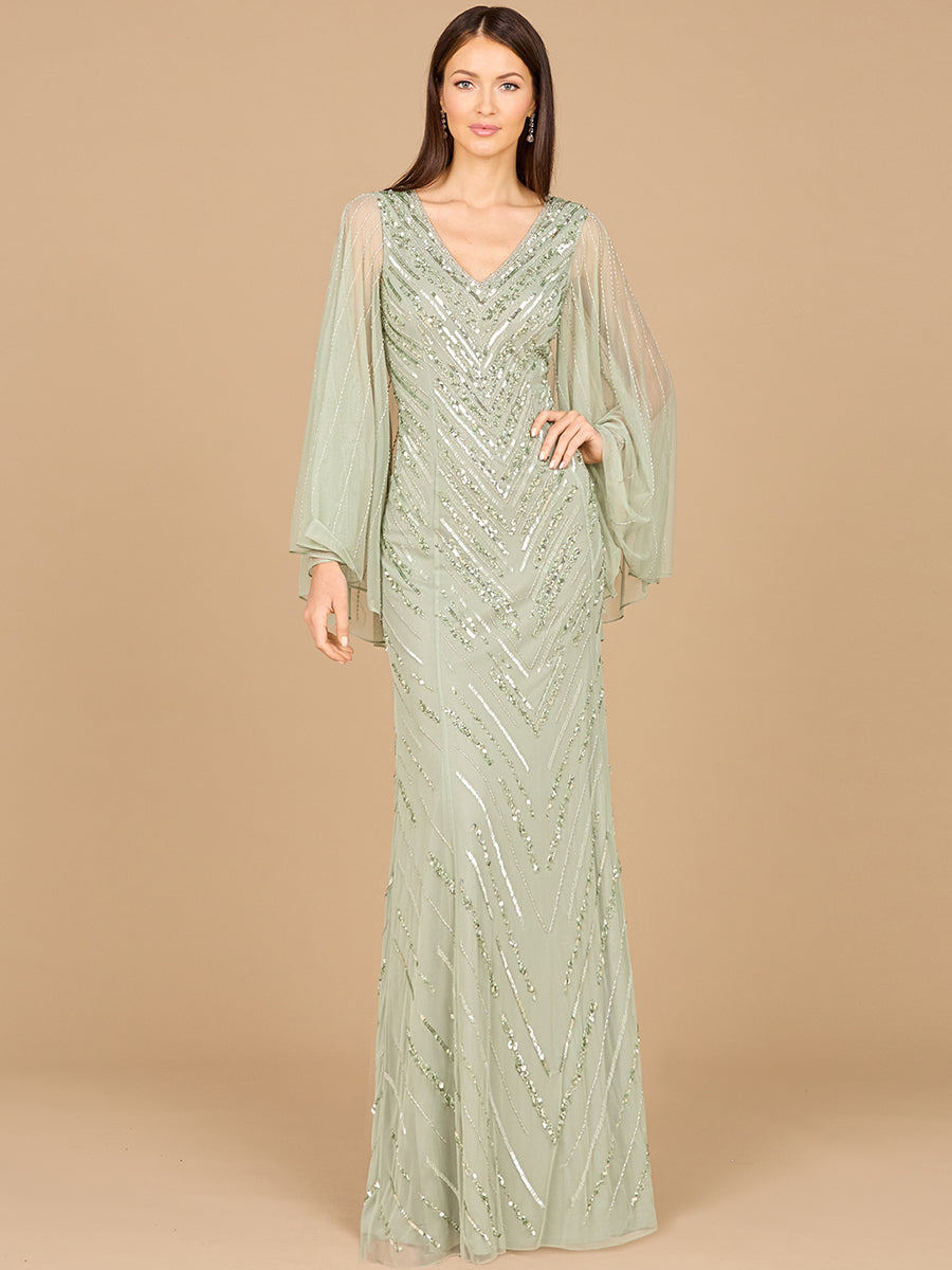 Lara Dresses 29082 Long Evening Formal Cape Sleeve Dress
