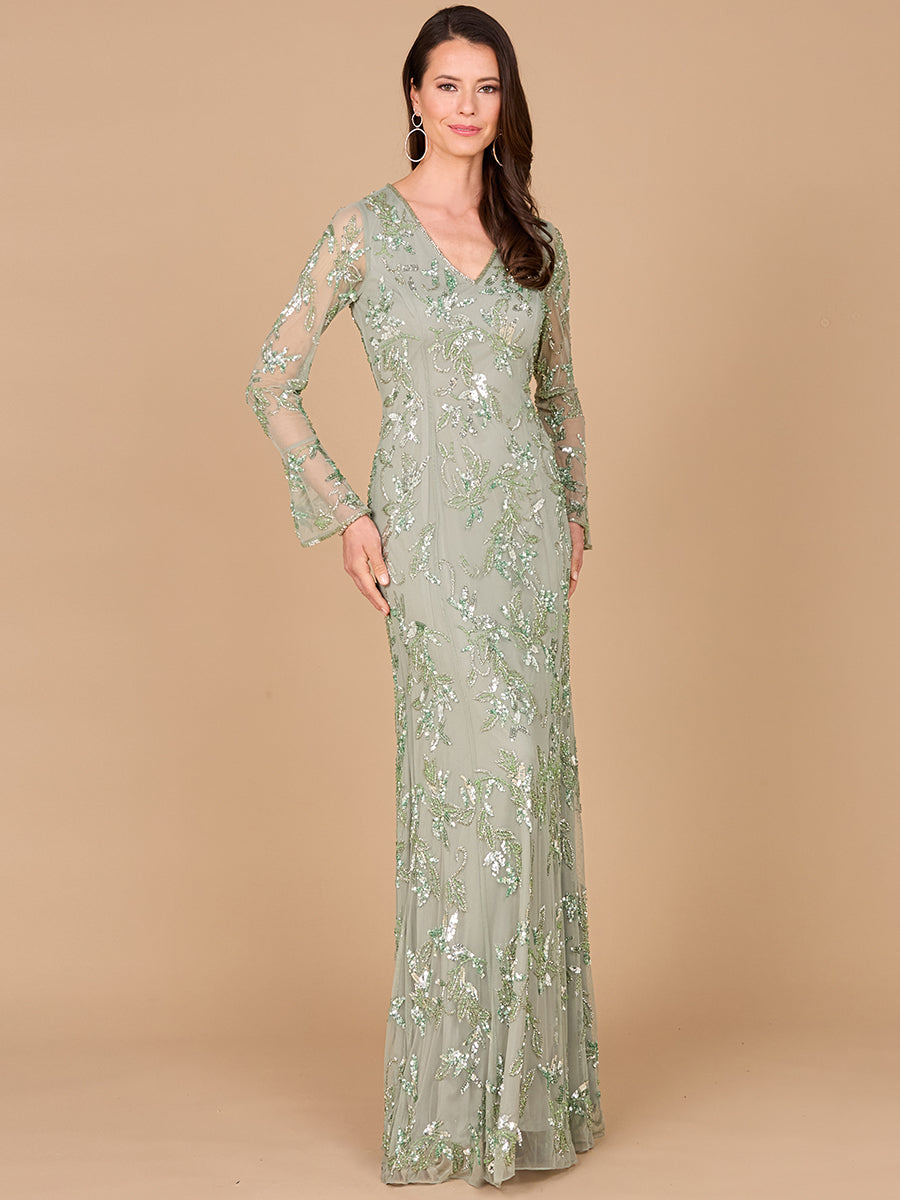 Lara Dresses 29085 Beaded Long Sleeve Evening Formal Dress