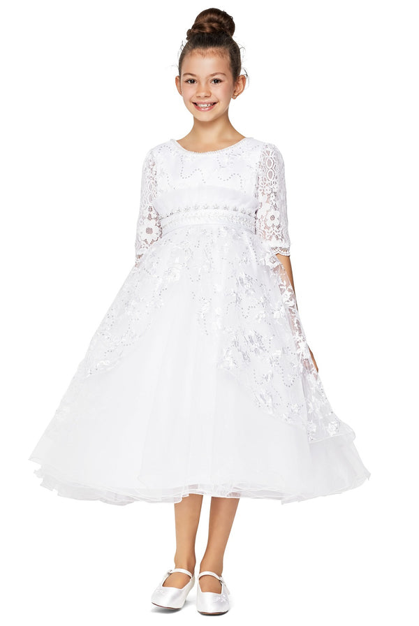 Cinderella Couture 2908 Beaded A Line Floral Lace Flower Girl Dress