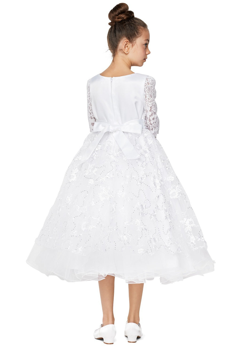 Flower Girl Dresses Beaded A Line Floral Lace Flower Girl Dress White