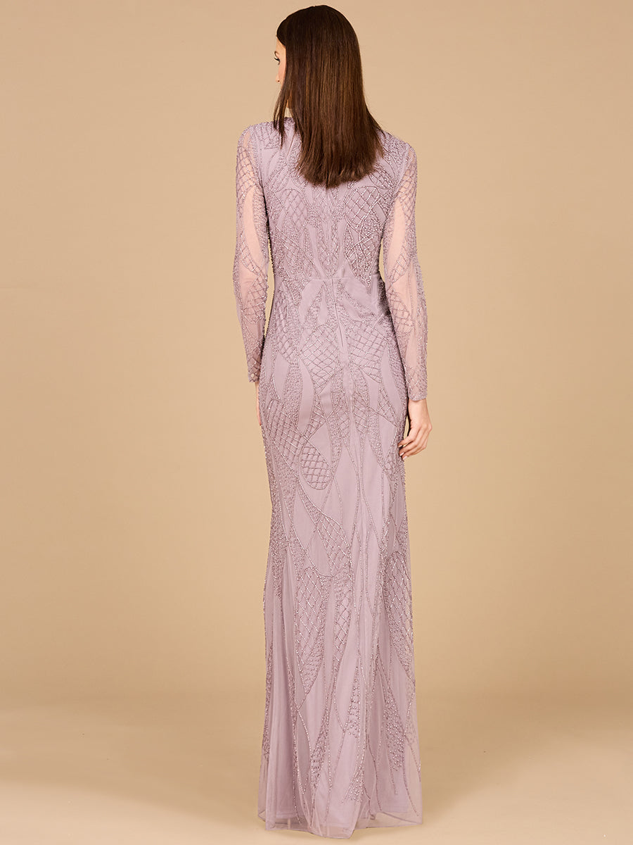 Lara Dresses 29094 Beaded Long Sleeve Formal Sequin Evening Dress