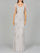 Formal Dresses Long Formal Beaded Cape Evening Dress Silver