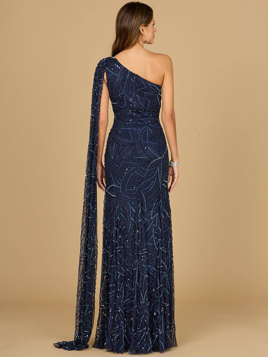 Lara Dresses 29097 Long Mermaid Formal Beded Cape Sleeve Evening Dress