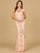 Formal Dresses Long Formal Beaded Fringe Evening Dress  Rose Gold
