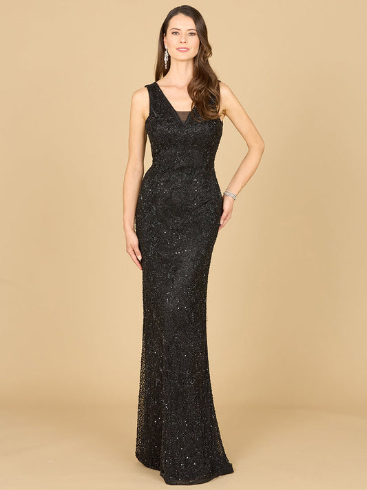 Formal Dresses Beaded Long Formal Fitted Evening Dress Black