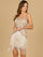 Cocktail Dresses Fitted Short Cocktail Beaded Fringe Dress Nude/Silver